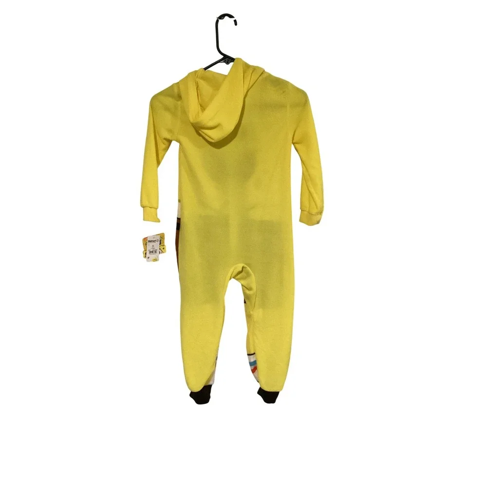 Nickelodeon SpongeBob SquarePants Kids Hooded Union Suit Pajamas Yellow XS 4/5